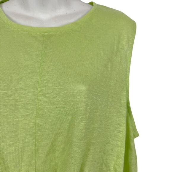 J Jill Love 100% Linen Knot Front Sleeveless Knit Lime Green Top Shirt sz L - Picture 6 of 16